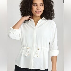 Laura Drawstring Waist Blouse White 123685